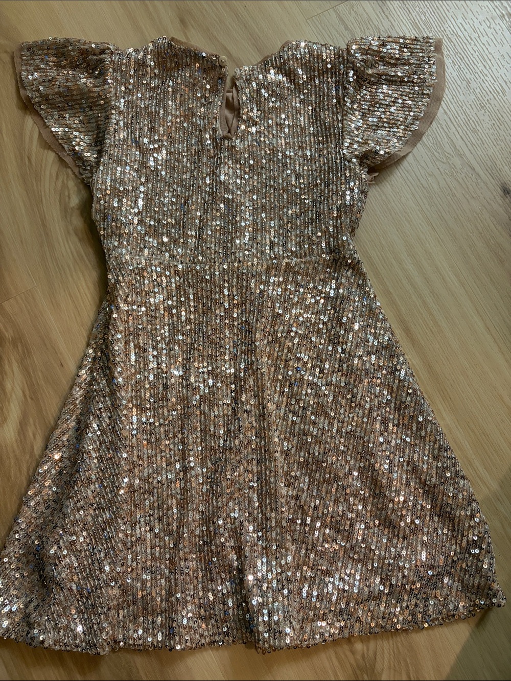 Zara Girls Sparkle Gold Sequin Kids Dress - Picture 2 of 5